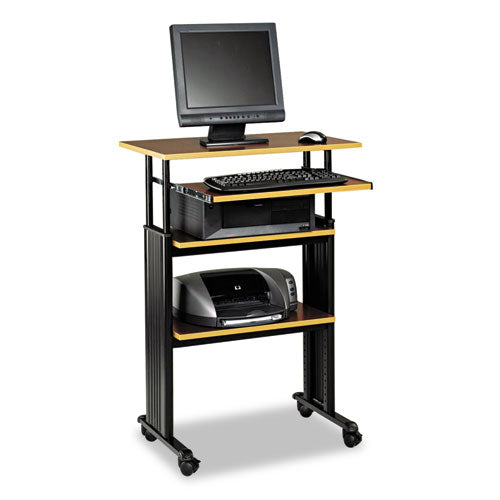 Image of Safco® Muv Stand-Up Adjustable-Height Desk, 29.5" X 22" X 35" To 49", Cherry/black