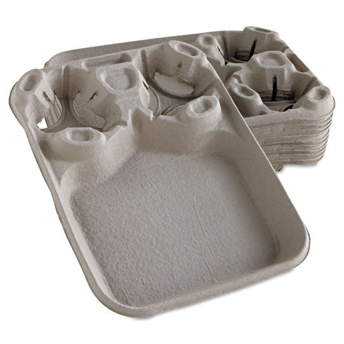 Image of Chinet® StrongHolder Molded Fiber Cup/Food Tray, 8 oz to 44 oz, Two Cups + Food Tray, Beige, 100/Carton