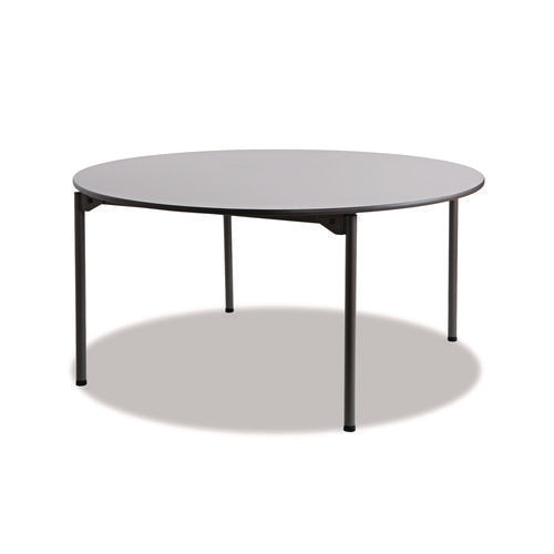 Image of Iceberg Maxx Legroom Wood Folding Table, Round, 60" x 29.5", Gray/Charcoal