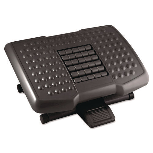 Image of Kantek Premium Adjustable Footrest with Rollers, Plastic, 18w x 13d x 4 to 6.5h, Black