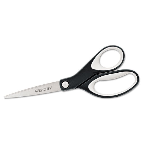 Image of Westcott® KleenEarth Soft Handle Scissors, 8" Long, 3.25" Cut Length, Straight Black/Gray Handle