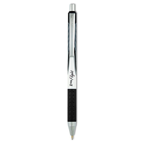 Image of Zebra® Z-Grip Flight Ballpoint Pen, Retractable, Bold 1.2 mm, Black Ink, Black/Gray/White Barrel, 12/Pack