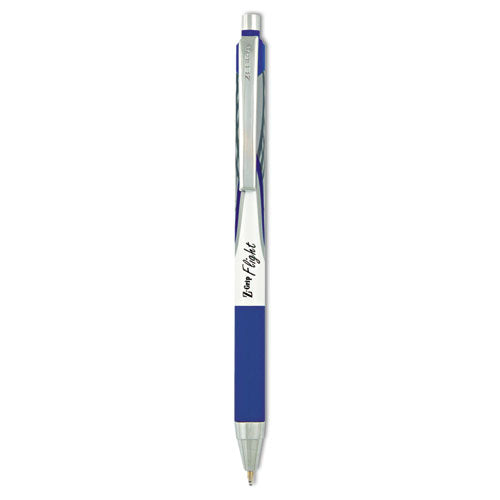 Image of Zebra® Z-Grip Flight Ballpoint Pen, Retractable, Bold 1.2 mm, Blue Ink, Black/Blue/White Barrel, 12/Pack