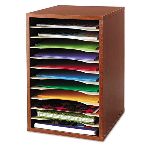 Image of Safco® Wood Desktop Literature Sorter, 11 Compartments, 10.63 x 11.88 x 16, Cherry