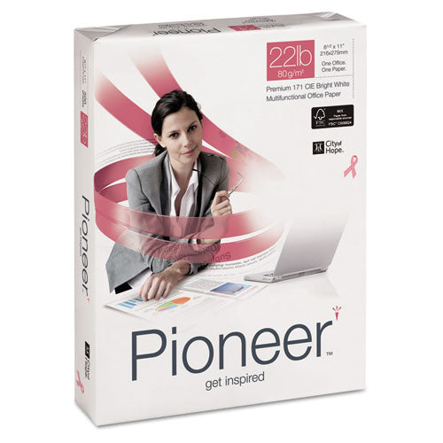 Image of Pioneer Premium Multipurpose Paper, 99 Bright, 22 lb Bond Weight, 8.5 x 11, Bright White, 500 Sheets/Ream, 10 Reams/Carton