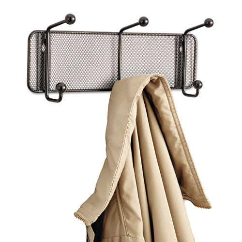 Image of Safco® Onyx Mesh Wall Racks, 3 Hook, 14.75w x 3d x 5.5h, Black
