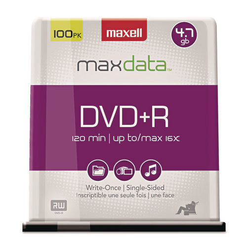 Image of Maxell® Dvd+r High-Speed Recordable Disc, 4.7 Gb, 16x, Spindle, Silver, 100/pack
