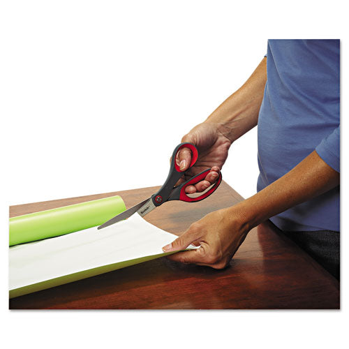 Image of Scotch® Precision Scissors, 8" Long, 3.13" Cut Length, Straight Gray/Red Handle