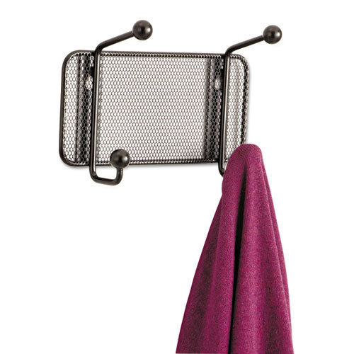 Image of Safco® Onyx Mesh Wall Racks, 2-Hook, 8.5w x 3d x 5.5h, Black