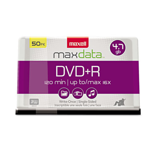 Image of Maxell® Dvd+r High-Speed Recordable Disc, 4.7 Gb, 16x, Spindle, Silver, 50/pack