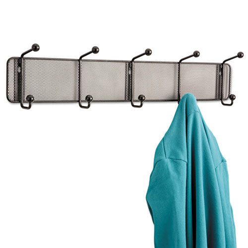 Image of Safco® Onyx Mesh Wall Racks, 5 Hook, 26.75w x 3d x 5.5h, Black