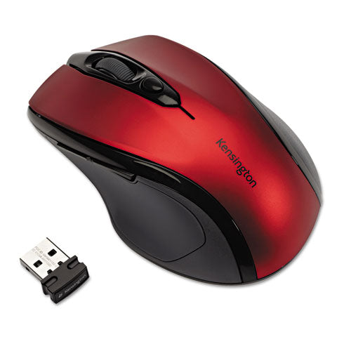 Image of Kensington® Pro Fit Mid-Size Wireless Mouse, 2.4 Ghz Frequency/30 Ft Wireless Range, Right Hand Use, Ruby Red