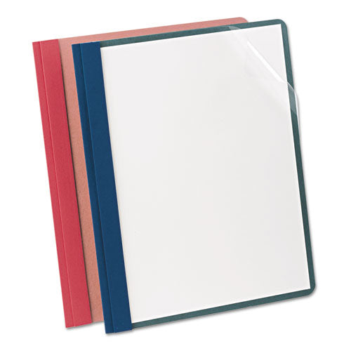Image of Oxford Earthwise By Oxford 100% Recycled Clear Front Report Covers, 3-Prong Fastener, 0.5" Capacity, 8.5 X 11, Clear/red, 25/box