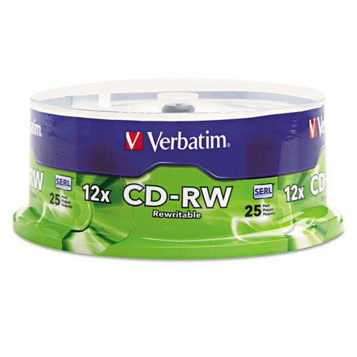 Image of Verbatim® Cd-Rw Rewritable Disc, 700 Mb/80 Min, 12x, Spindle, Silver, 25/pack