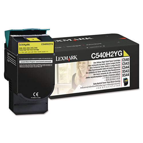 Image of Lexmark C540h2yg High-Yield Toner, 2,000 Page-Yield, Yellow