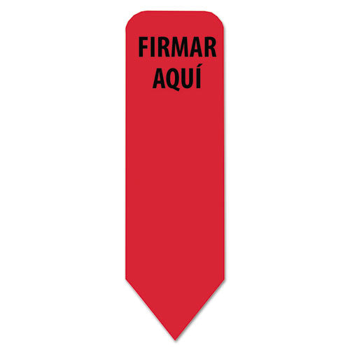Image of Redi-Tag® Arrow Message Page Flags in Dispenser, "FIRMAR AQUI", Red, 120 Flags/Pack