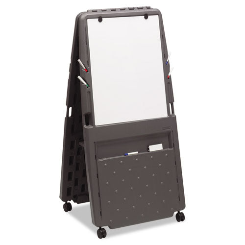 Image of Iceberg Ingenuity Presentation Flipchart Easel with Dry Erase Surface, 33" x 28", White Surface, Charcoal Gray Polyethylene Frame