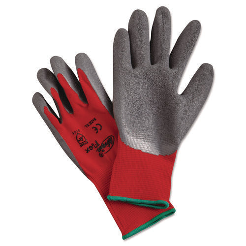 Image of MCR Safety Ninja Flex Latex-Coated-Palm Gloves, Nylon Shell, X-Large, Red/gray