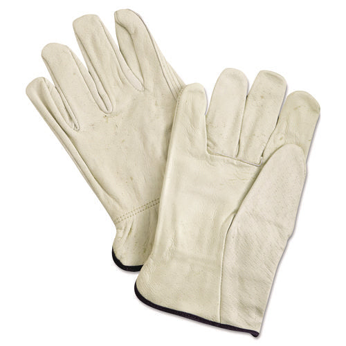 Image of MCR Safety Unlined Pigskin Driver Gloves, Cream, X-Large, 12 Pairs