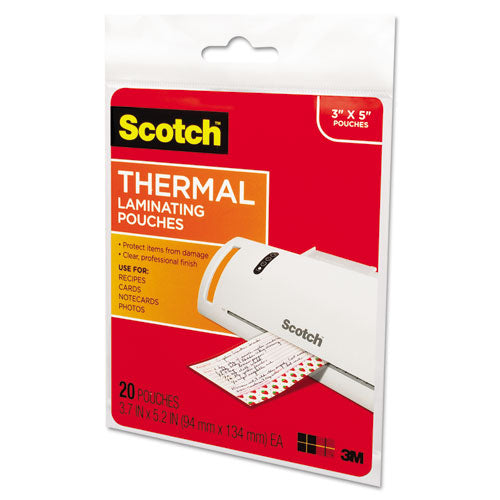 Image of Scotch Laminating Pouches, 5 Mil, 5.38" X 3.75", Gloss Clear, 20/pack