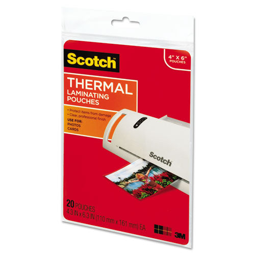 Image of Scotch Laminating Pouches, 5 Mil, 4.33" X 6.33", Gloss Clear, 20/pack