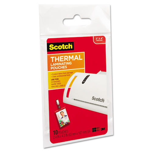 Image of Scotch Laminating Pouches, 5 Mil, 2.25" X 4.25", Gloss Clear, 10/pack