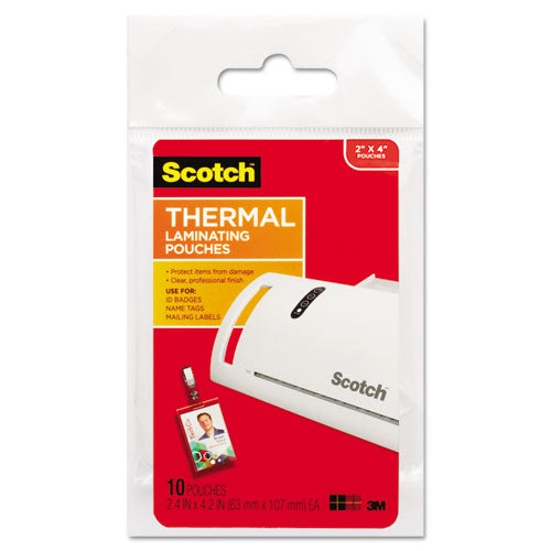 Image of Scotch Laminating Pouches, 5 Mil, 2.25" X 4.25", Gloss Clear, 10/pack