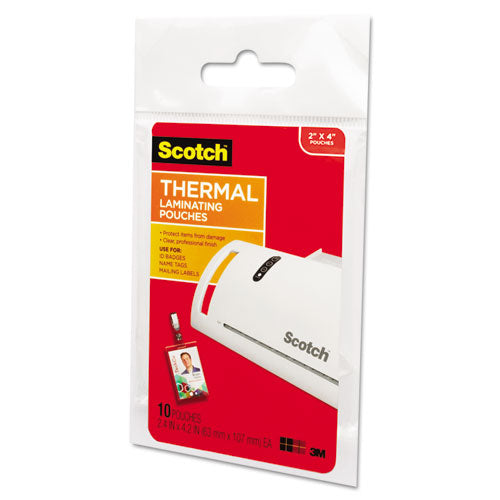 Image of Scotch Laminating Pouches, 5 Mil, 2.25" X 4.25", Gloss Clear, 10/pack