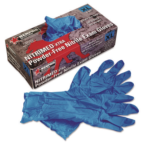 Image of MCR Safety Nitri-Med Disposable Nitrile Gloves, Blue, X-Large, 100/box