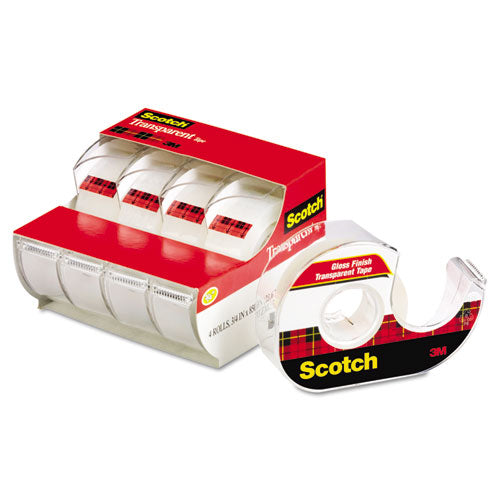 Image of Scotch® Transparent Tape In Handheld Dispenser, 1" Core, 0.75" X 70.83 Ft, Transparent, 4/pack