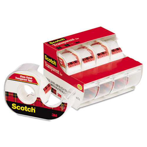 Image of Scotch® Transparent Tape In Handheld Dispenser, 1" Core, 0.75" X 70.83 Ft, Transparent, 4/pack