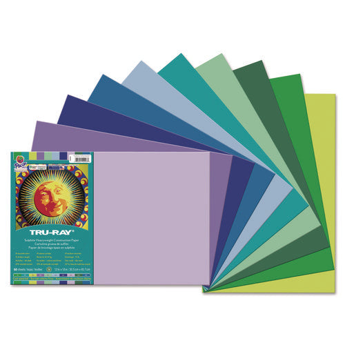 Image of Pacon® Tru-Ray Construction Paper, 76 lb Text Weight, 12 x 18, Assorted Cool/Warm Colors, 25/Pack