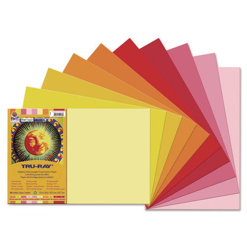 Image of Pacon® Tru-Ray Construction Paper, 76 lb Text Weight, 12 x 18, Assorted Cool/Warm Colors, 25/Pack