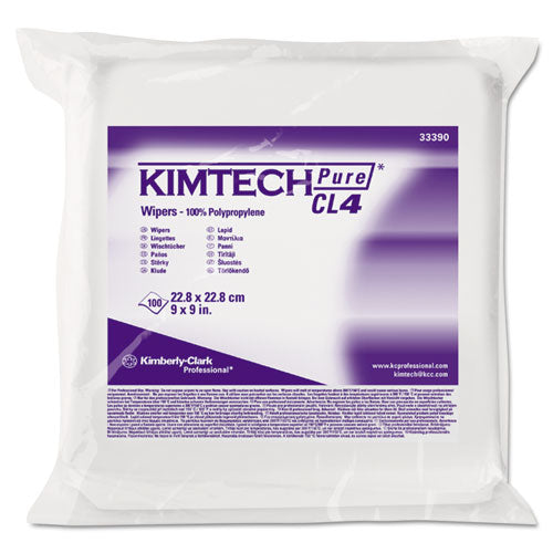 Image of Kimtech W4 Critical Task Wipers, Flat Double Bag, 3-Ply, 9 x 9, Unscented, White, 100/Bag, 5 Bags/Carton