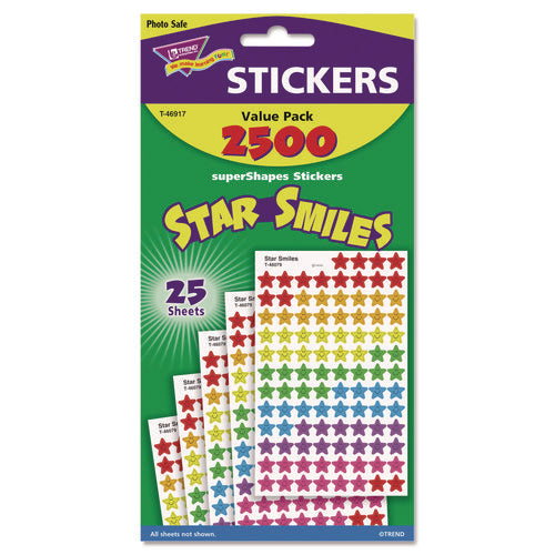 Image of TREND® Sticker Assortment Pack, Smiling Star, Assorted Colors, 2,500/pack