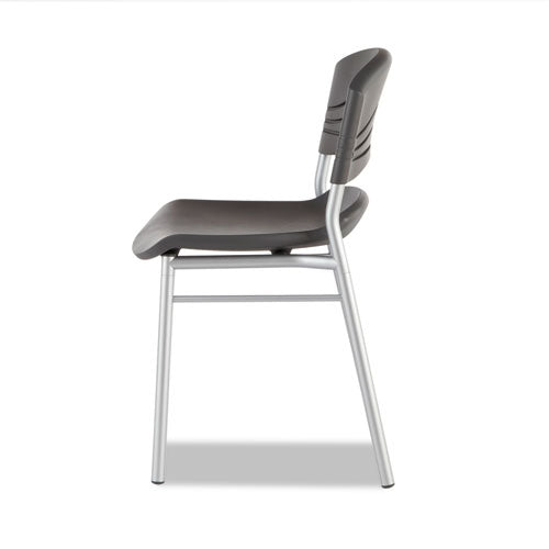 Image of Iceberg CafeWorks Chair, Supports Up to 225 lb, 18" Seat Height, Graphite Seat/Back, Silver Base, 2/Carton