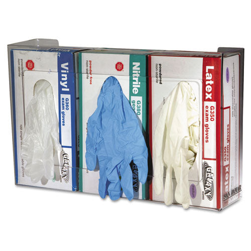 Image of San Jamar® Clear Plexiglas Disposable Glove Dispenser, 3-Box, Plexiglas, Clear, 18 x 3.75 x 10