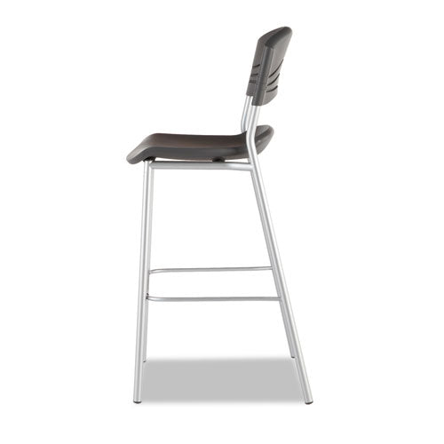 Image of Iceberg CafeWorks Stool, Supports Up to 225 lb, 30" Seat Height, Graphite Seat, Graphite Back, Silver Base