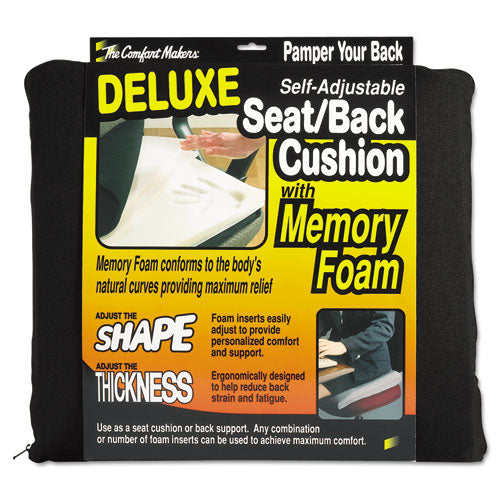 Image of Master Caster® The Comfortmakers Deluxe Seat/back Cushion, Memory Foam, 17 X 2.75 X 17.5, Black