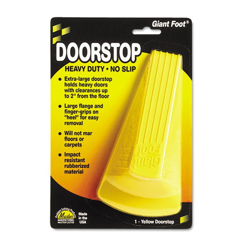 Image of Master Caster® Giant Foot Doorstop, No-Slip Rubber Wedge, 3.5w X 6.75d X 2h, Safety Yellow