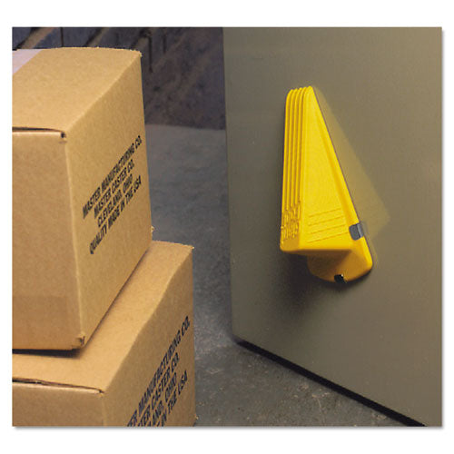 Image of Master Caster® Giant Foot Magnetic Doorstop, No-Slip Rubber Wedge, 3.5w X 6.75d X 2h, Yellow