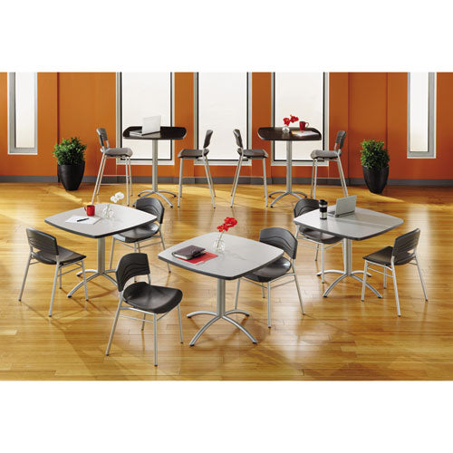 Image of Iceberg CafeWorks Stool, Supports Up to 225 lb, 30" Seat Height, Graphite Seat, Graphite Back, Silver Base