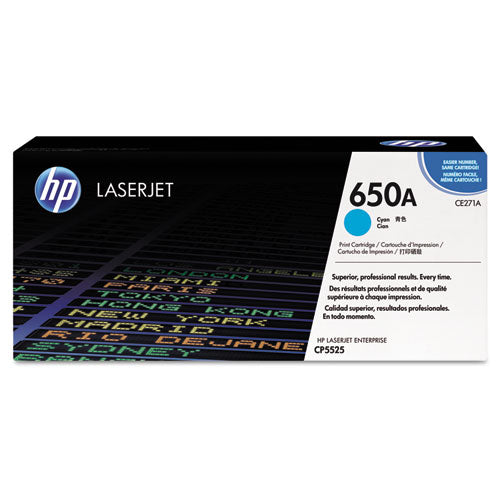 Image of HP HP 650a, (ce271a) Cyan Original Laserjet Toner Cartridge