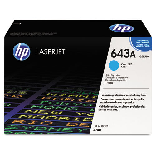 Image of HP HP 643a, (q5951a) Cyan Original Laserjet Toner Cartridge
