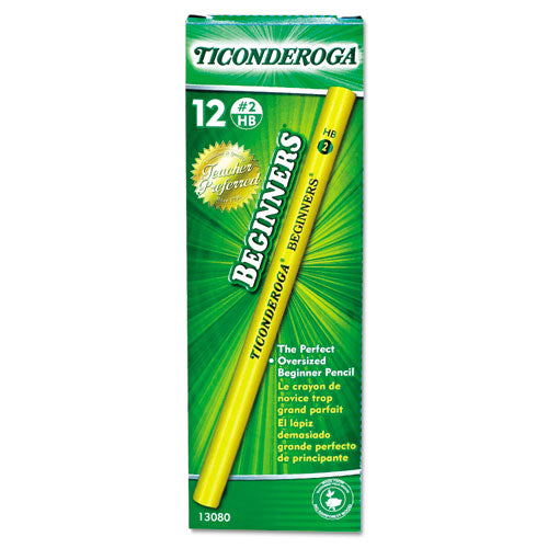 Image of Dixon® Ticonderoga Beginners Woodcase Pencil with Microban, HB (#2), Black Lead, Yellow Barrel, Dozen