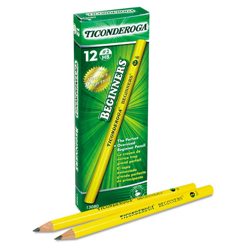 Image of Dixon® Ticonderoga Beginners Woodcase Pencil with Microban, HB (#2), Black Lead, Yellow Barrel, Dozen
