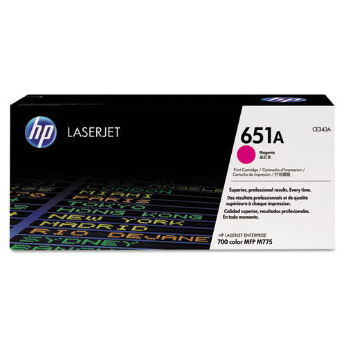 Image of HP HP 651a, (ce343a) Magenta Original Laserjet Toner Cartridge