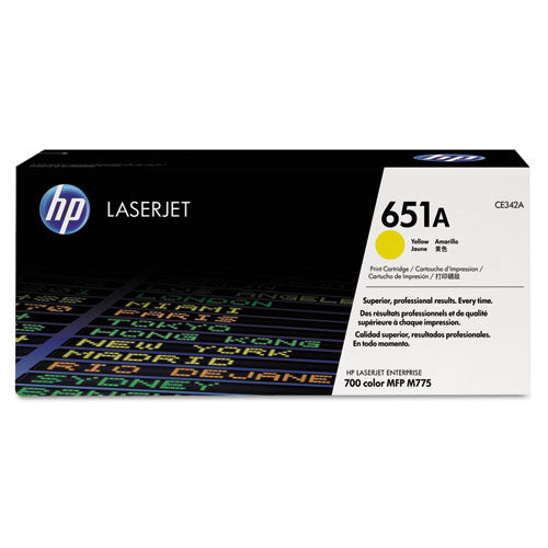 Image of HP HP 651a, (ce342a) Yellow Original Laserjet Toner Cartridge