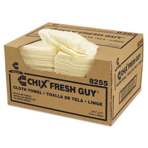 Image of Chix® Fresh Guy Towels, 13.5 x 13.5, Yellow, 150/Carton