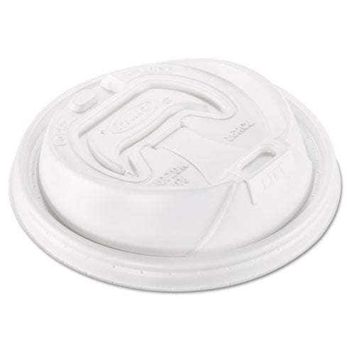 Image of Dart® Optima Reclosable Lid, Fits 12 oz to 24 oz Hot Cups, Plastic, White, 100/Pack, 10 Packs/Carton